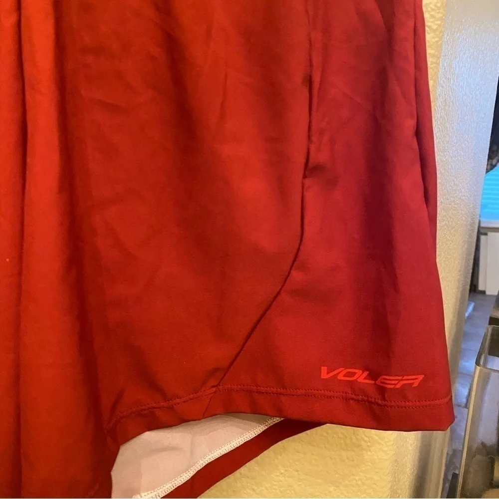 VOLER Men Red Orange Athletic Lined Shorts Size Large